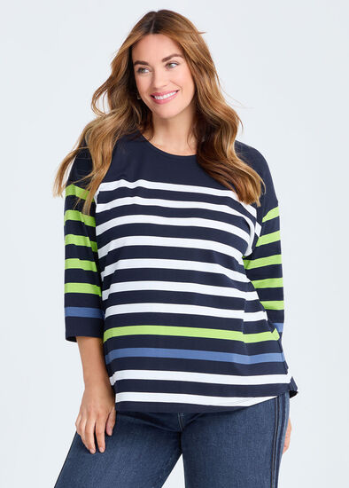 Plus Size Cotton Mix Stripe Top
