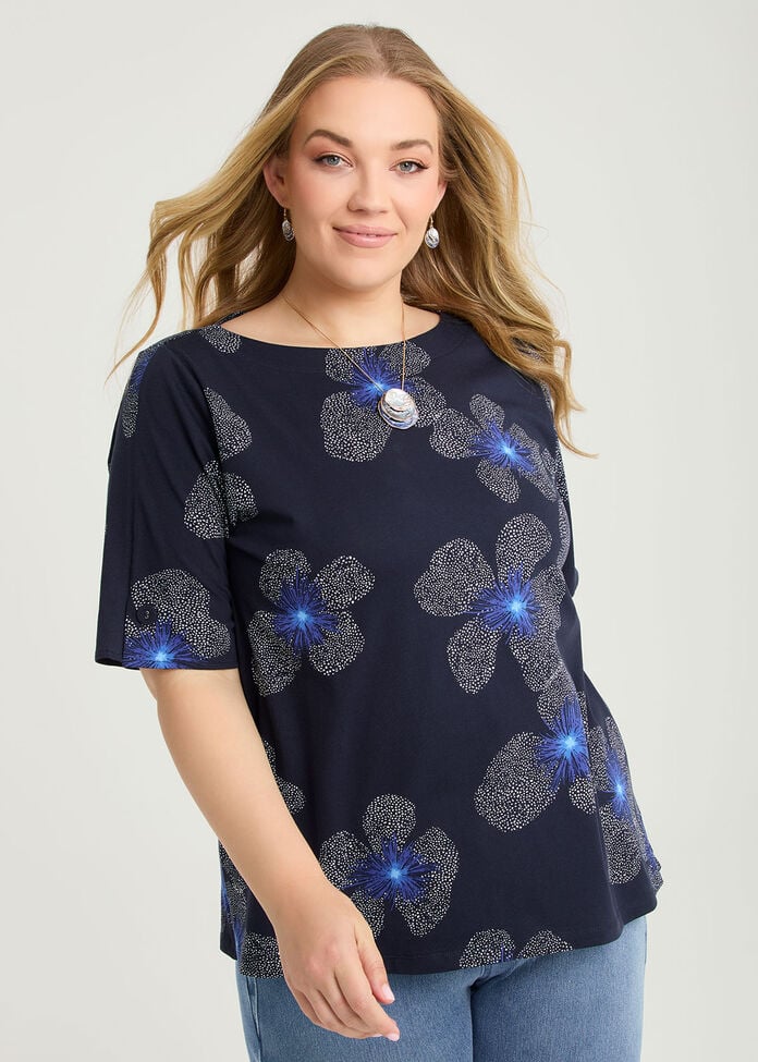 Cotton Blue Poppy T-shirt, , hi-res