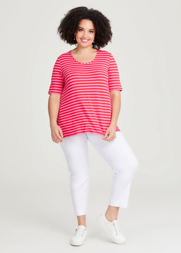 Shop Plus Size Natural Stripe Essential Top in Red | Taking Shape AU