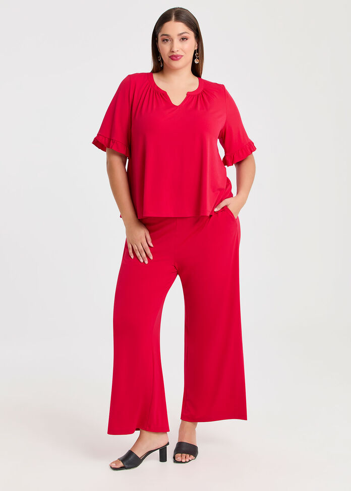 Holly Ruffle Sleeve Party Top, , hi-res