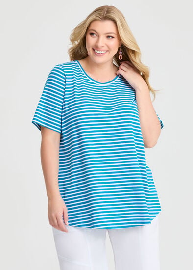 Plus Size Good Earth Australian Cotton Stripe T-shirt