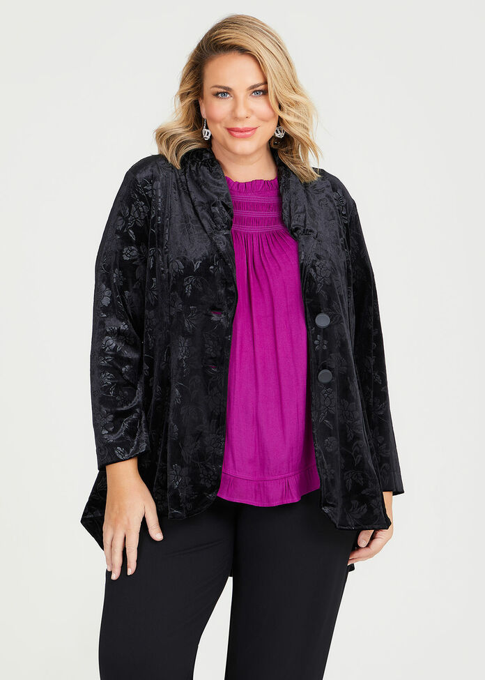 Shop Plus Size Embossed Velour Lily Cardigan in Black | Sizes 12-30 ...