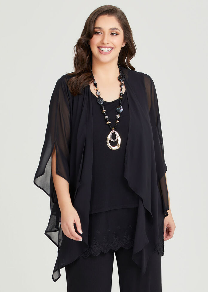 Shop Plus Size Mai Chiffon Split Sleeve Shrug in Black | Taking Shape AU