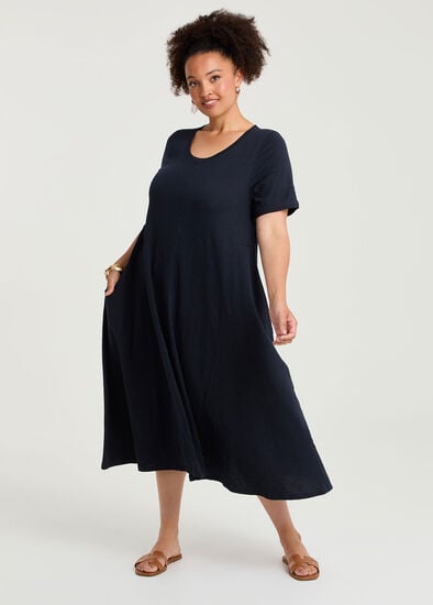 Plus Size Cotton Seam Detail Swing Dress