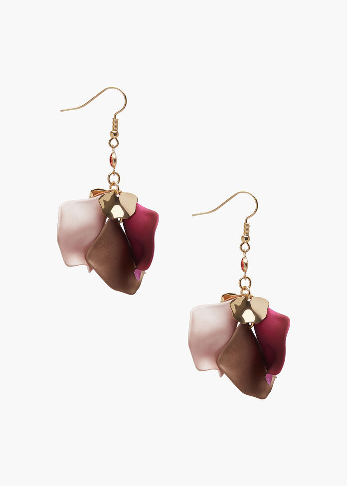 Mini Petal Leaf & Crystal Earrings, , hi-res