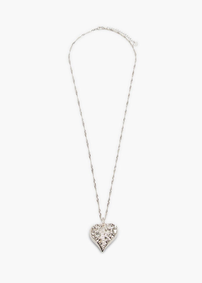 Pave Diamante Heart Necklace, , hi-res