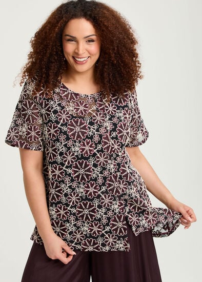 Plus Size Faye Embroidered Mesh Tunic