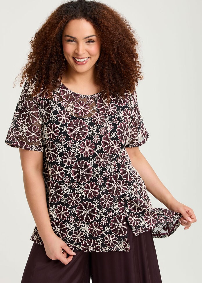 Faye Embroidered Mesh Tunic, , hi-res