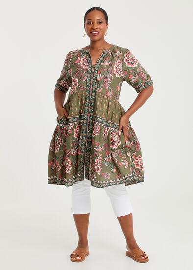 Plus Size Cotton Desert Canyon Tiered Dress