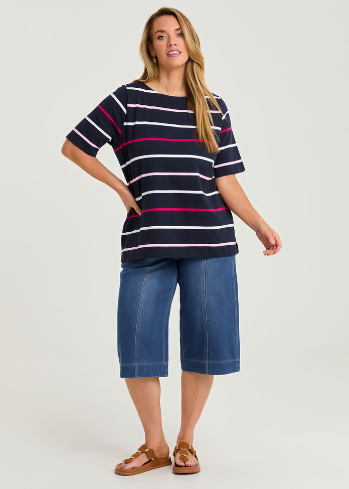 Cotton Sorbet Stripe T-shirt, , hi-res