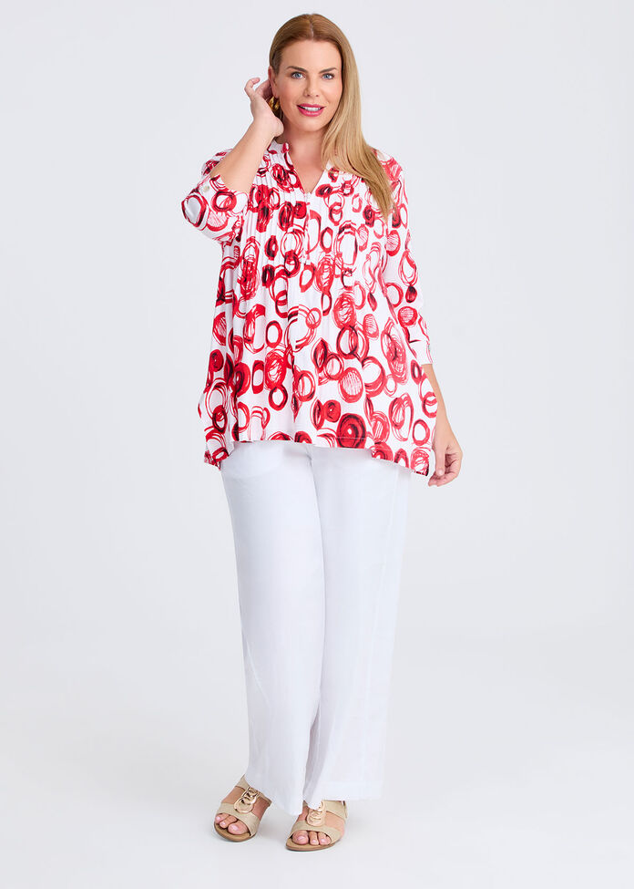 Zoe Zip Neck Pintuck Natural Top, , hi-res