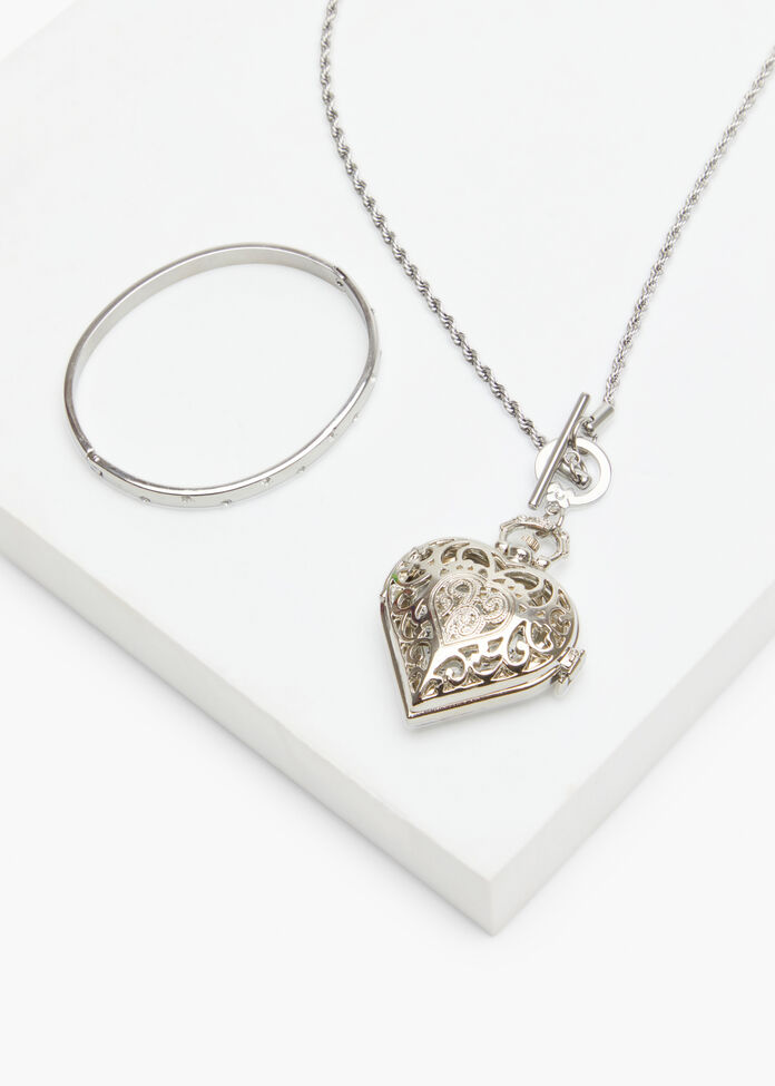 Multi Wear Heart Watch Necklace, , hi-res