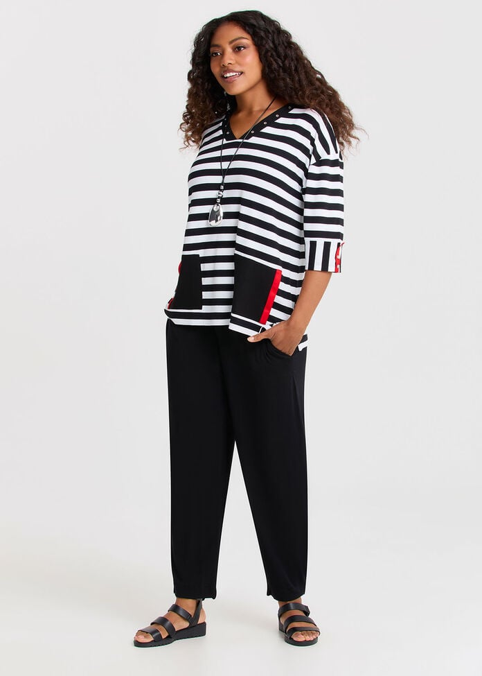 Natural Duo Spliced Stripe Top, , hi-res