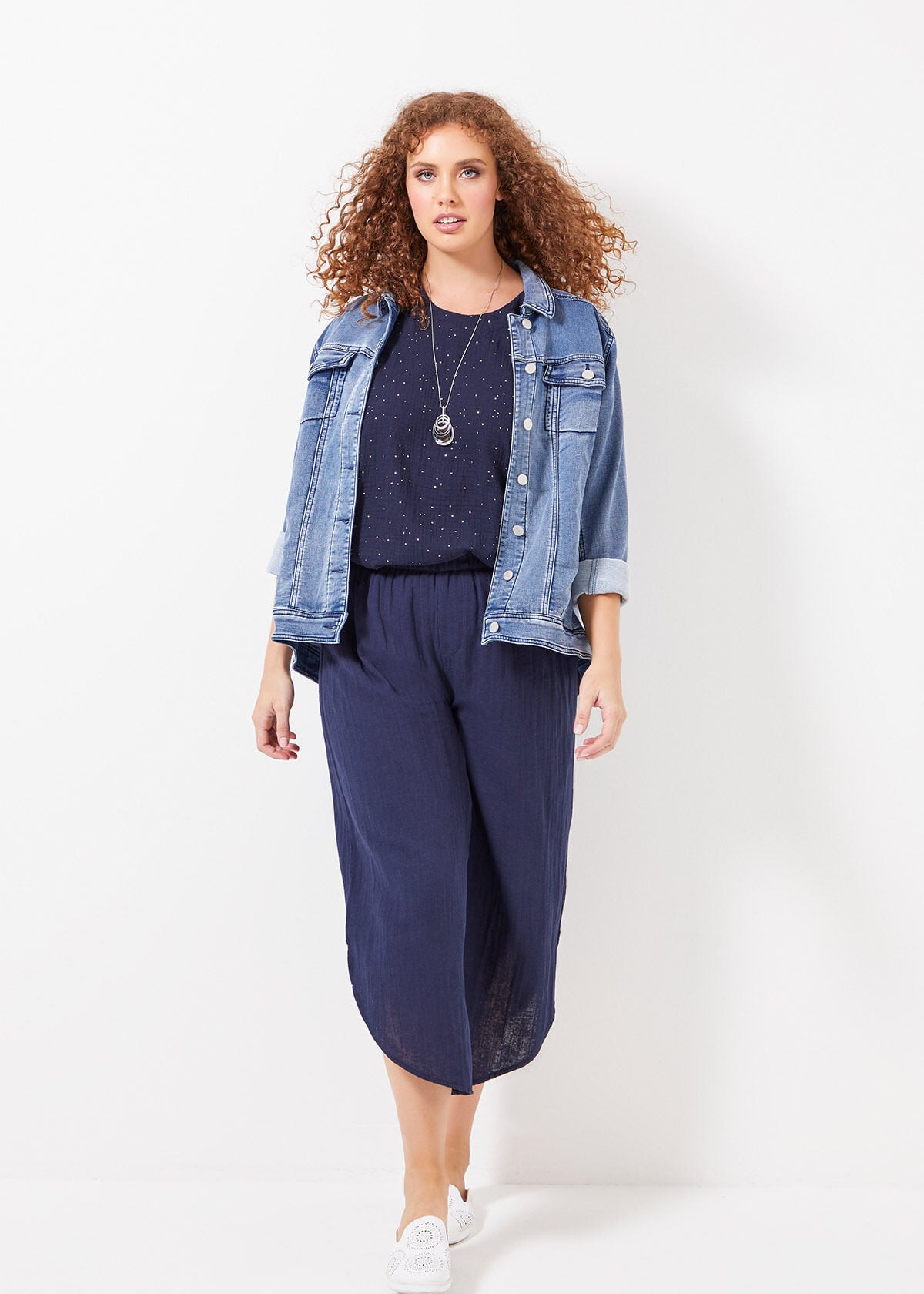 Shop Cotton Double Gauze Crop Pant in 