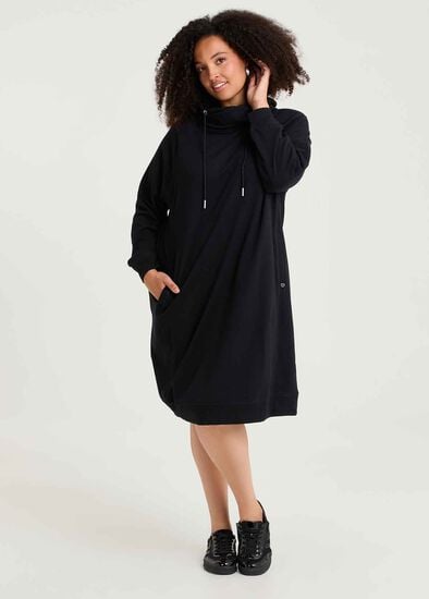Plus Size Funnel Neck Sweat Dress