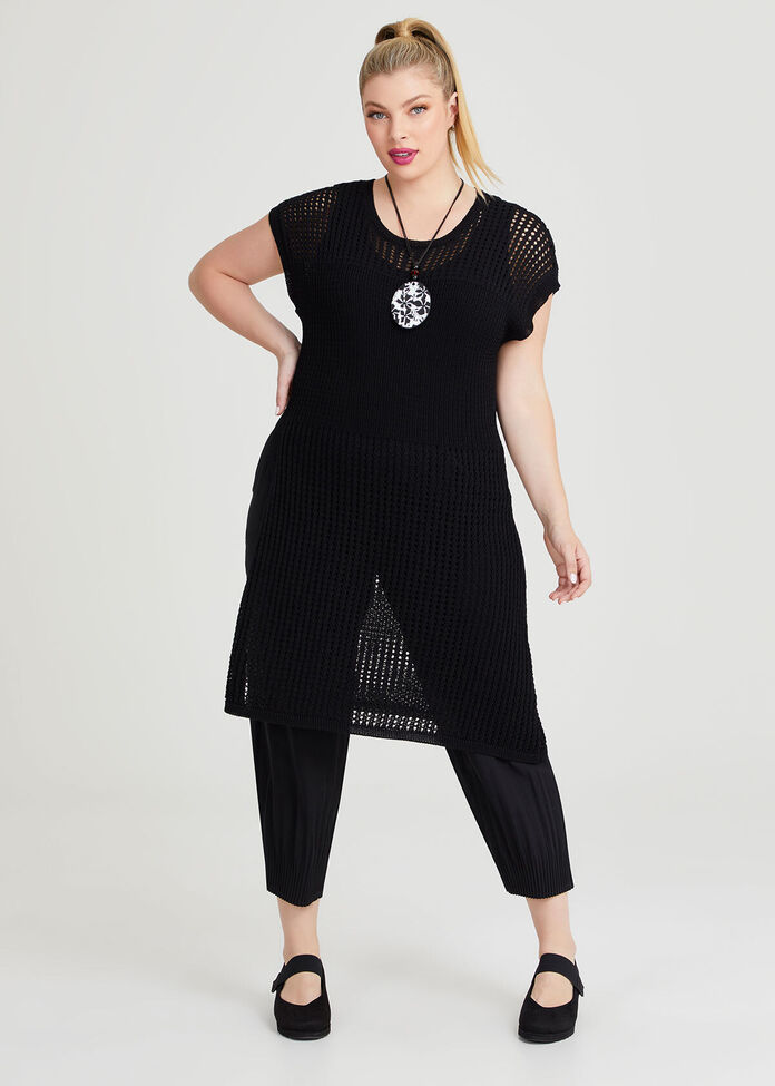 Shop Plus Size Pointelle Rib Knit Tunic Black Taking Shape AU