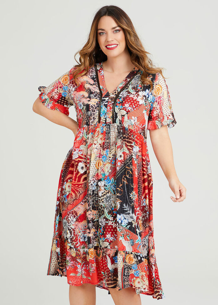 Shop Plus Size Natural Sundown Floral Mix Dress in Multi | Taking Shape AU