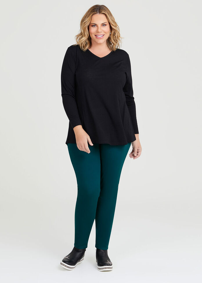 Wool Bamboo V-neck Top, , hi-res