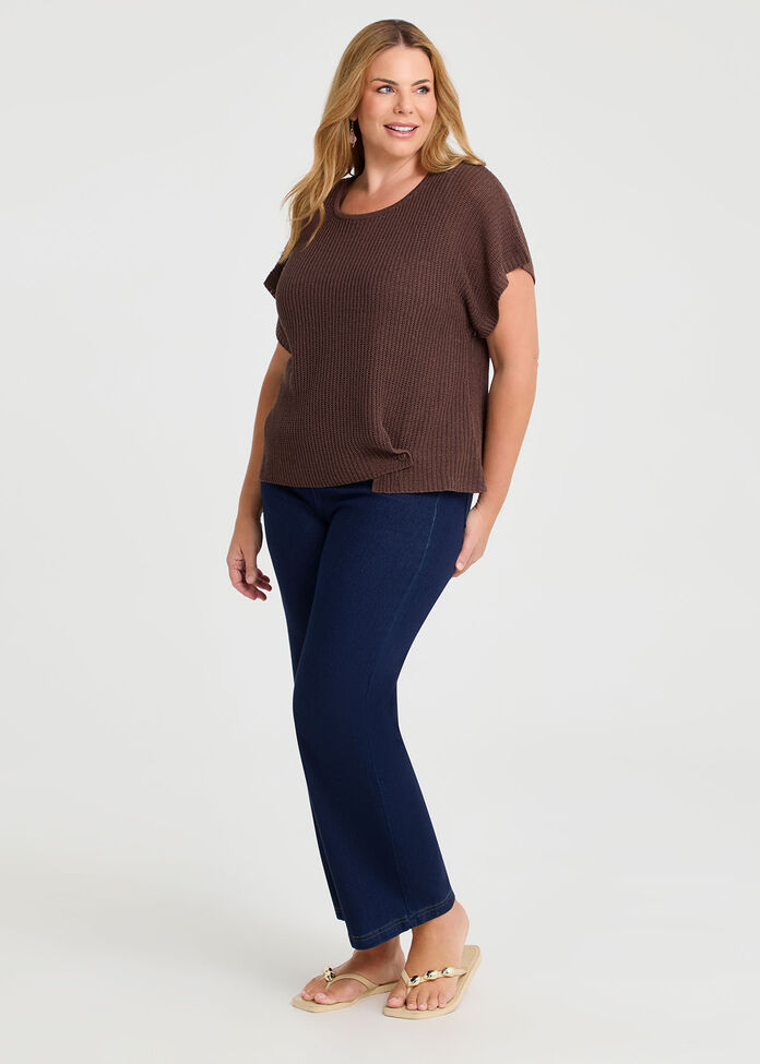 Scoop Neck Drape Knit Top, , hi-res
