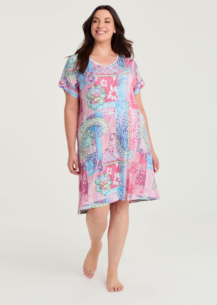 Bamboo Patchwork Nightie, , hi-res