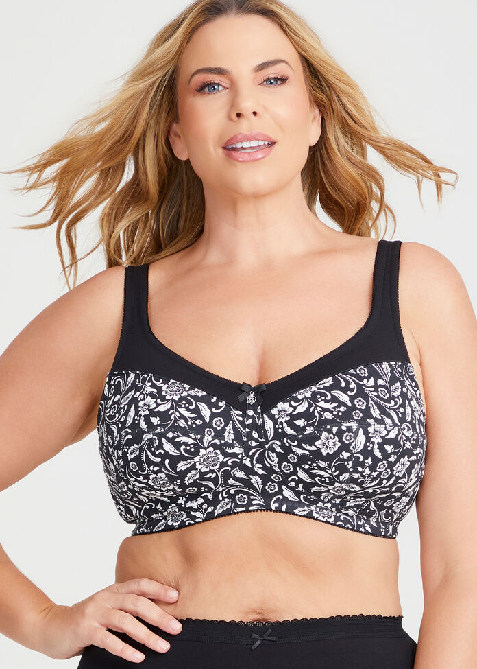 Wirefree Cotton Support Bra, , hi-res
