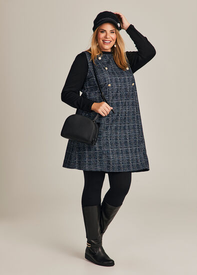 Plus Size Boucle Button Shift Dress