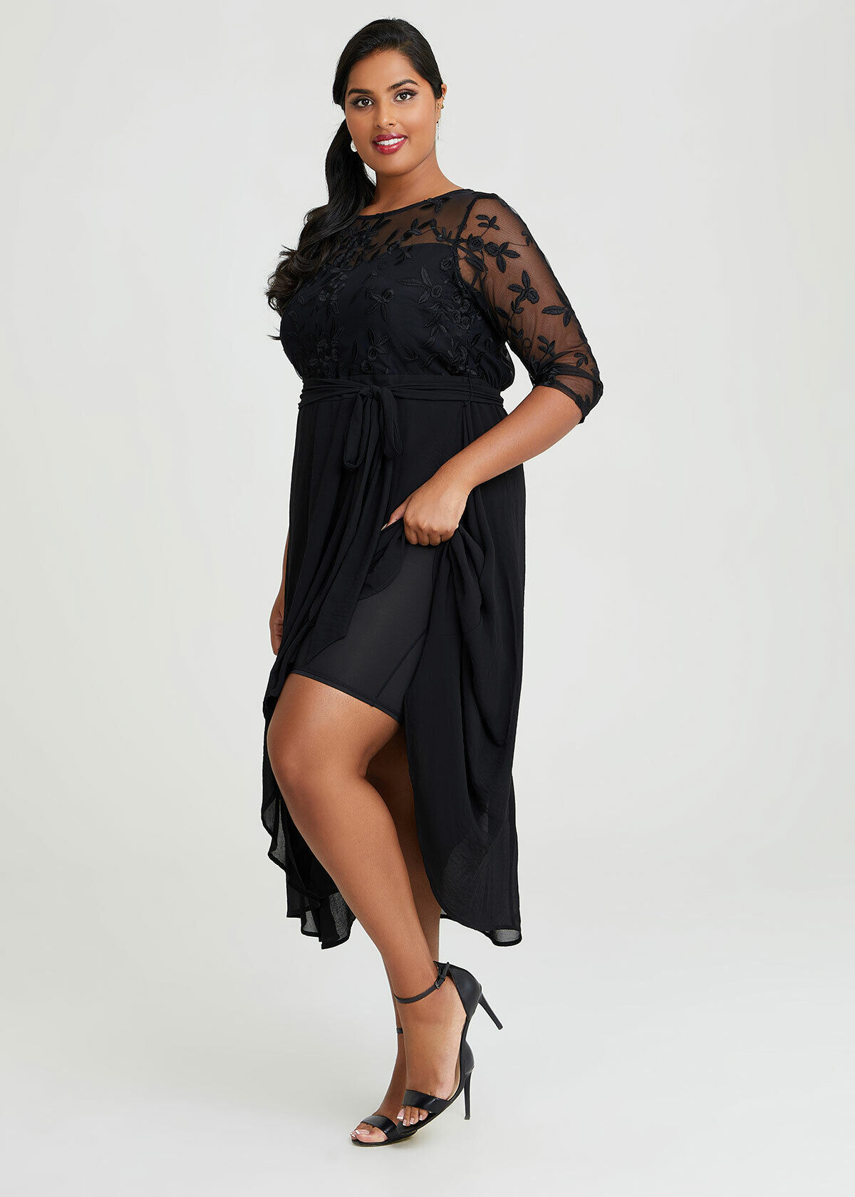 Shop Plus Size Ivy Lace & Chiffon Cocktail Dress, Blue | Taking