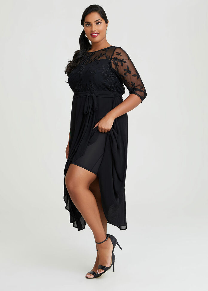 Shop Plus Size Ivy Lace & Chiffon Cocktail Dress in Black | Sizes 12-30 ...