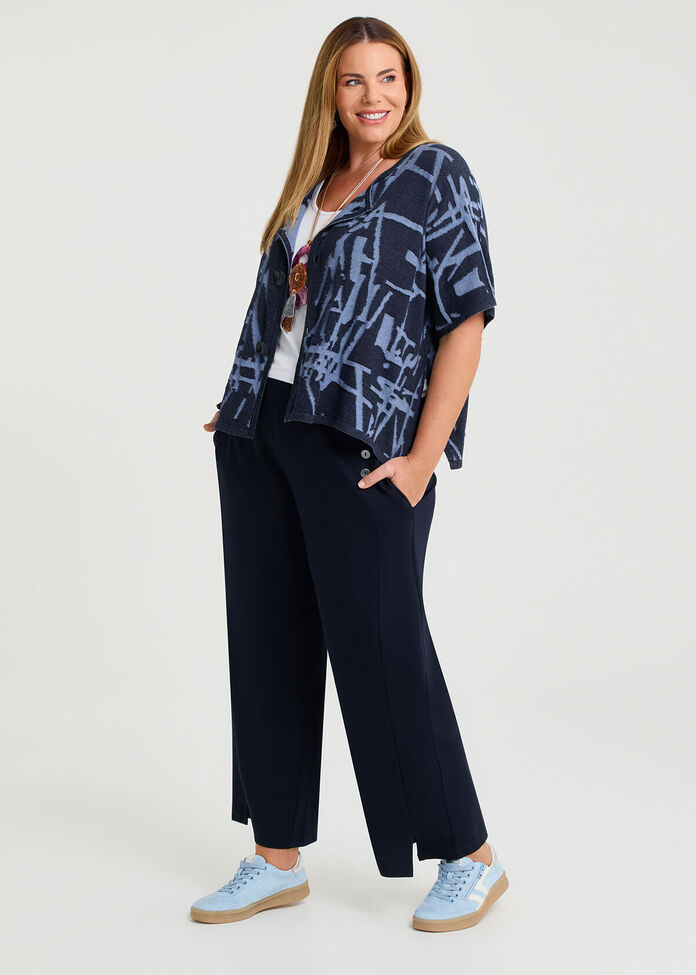 Abstract Jacquard Cotton Cardigan, , hi-res