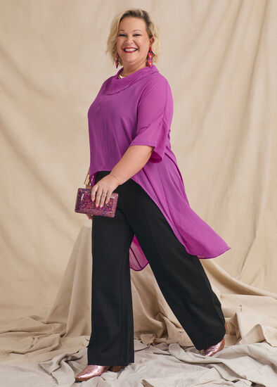Plus Size Chiffon Ada Long Slv Layering Top
