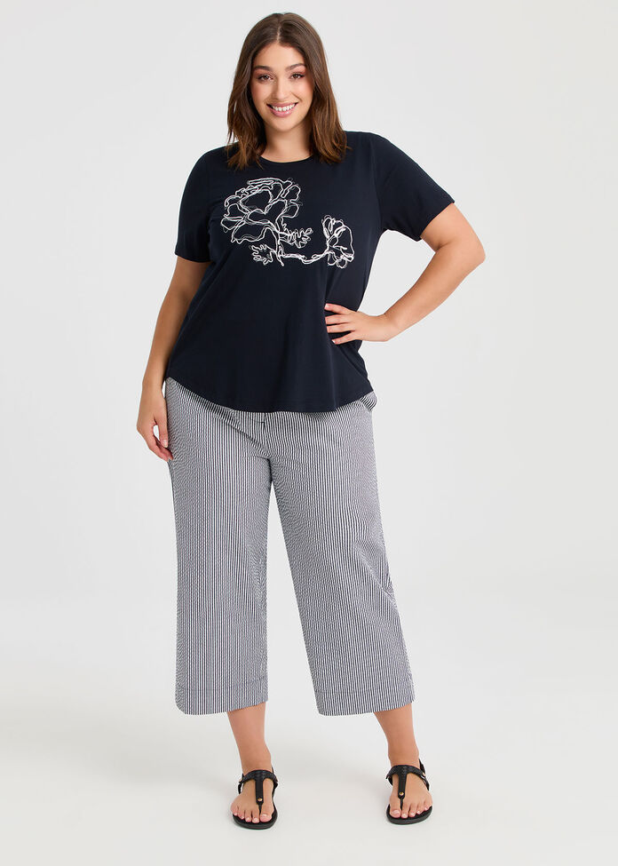 Cotton Cornelli Detail T-shirt, , hi-res