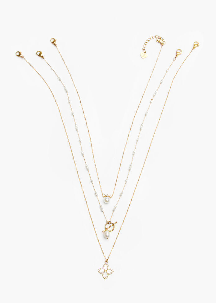 Gold Clover Multi Wear Necklace, , hi-res