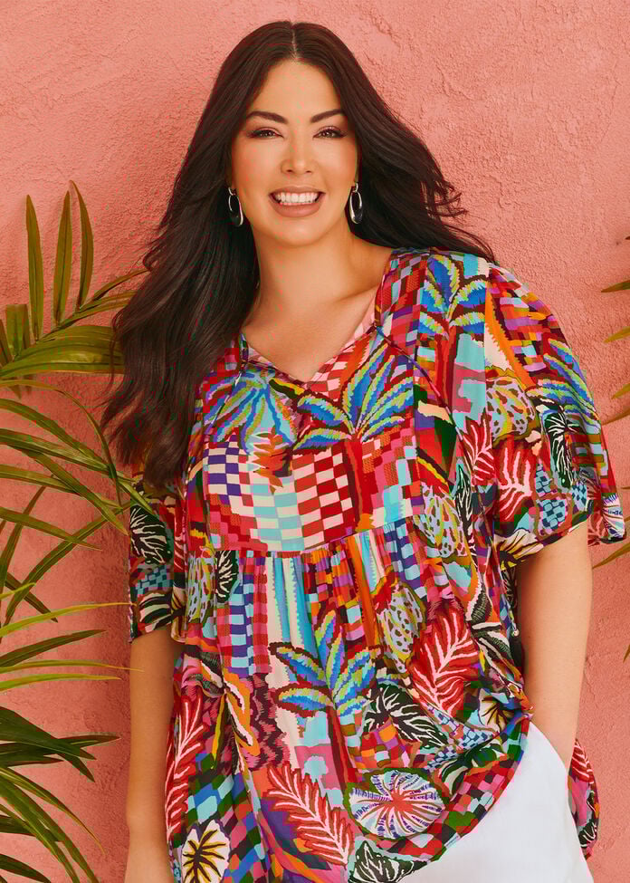 Shop Plus Size Natural Palmy Days Tunic, Multi Taking Shape AU
