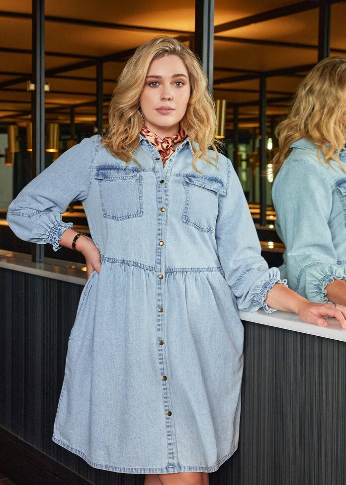 denim maxi shirt dress uk Plus Size Shop Plus Size Cotton Chambray Shirt Dress, Blue Taking 36 Bust Ages:4 Years denim maxi dress MATRIXIFYWK372025 Black Multi Floral Paisley