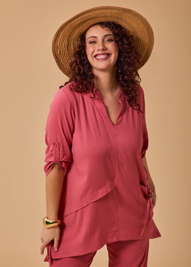 Plus Size Asymmetric Natural Tunic