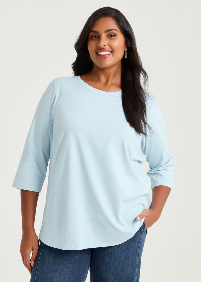 Good Earth Australian Cotton 3/4 T-Shirt, , hi-res