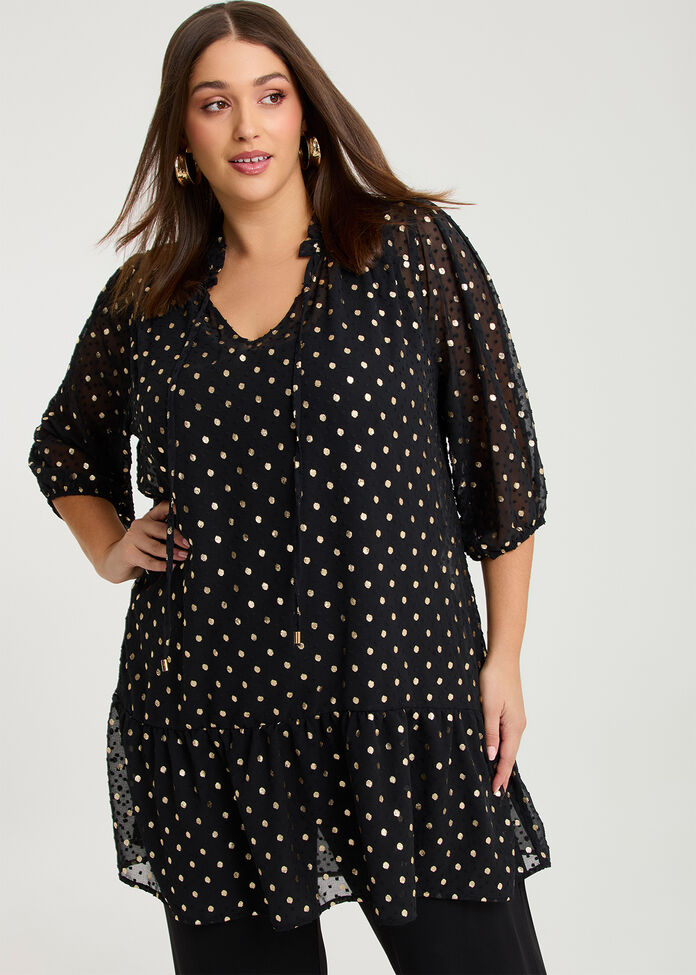 Elena Gold Foil Event Tunic, , hi-res