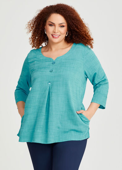 Plus Size Button Natural Top