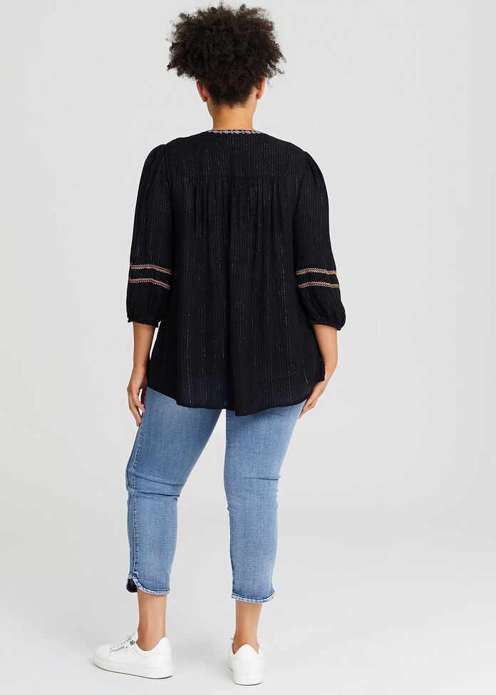 Shop Plus Size Lurex Jacquard Embroidery Top In Black Taking Shape Au