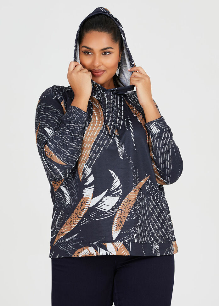 Cosy Abstract Hoodie, , hi-res