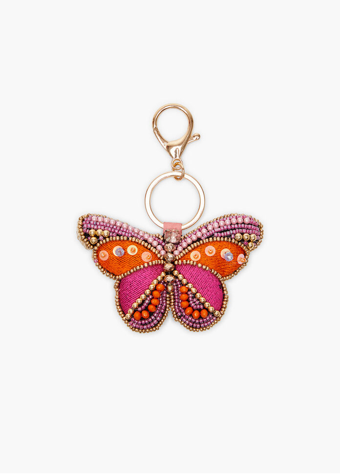 Embroidered Butterfly Bag Charm, , hi-res