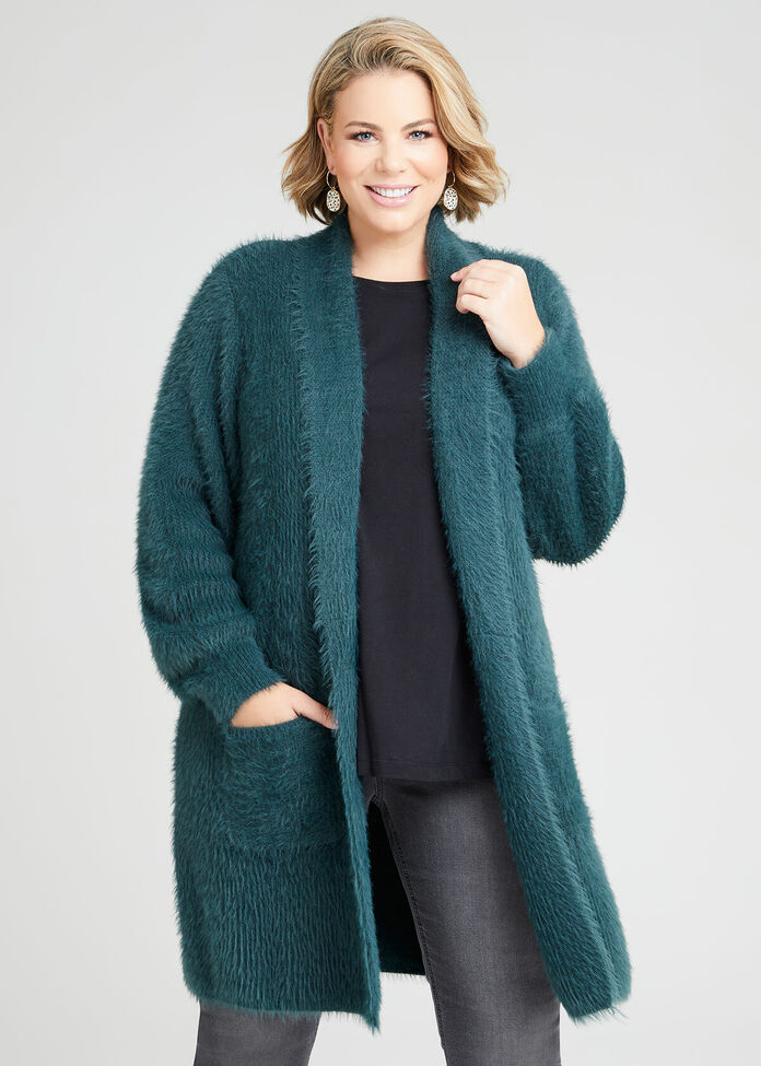 Shop Fluffy Knit Cozy Cardigan in Black in sizes 12 to 30 Taking Shape AU