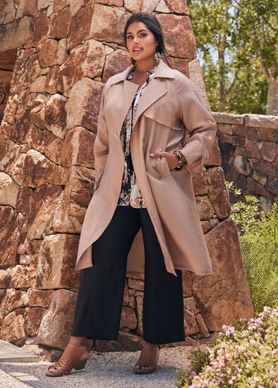 Plus Size Light Natural Trench Coat