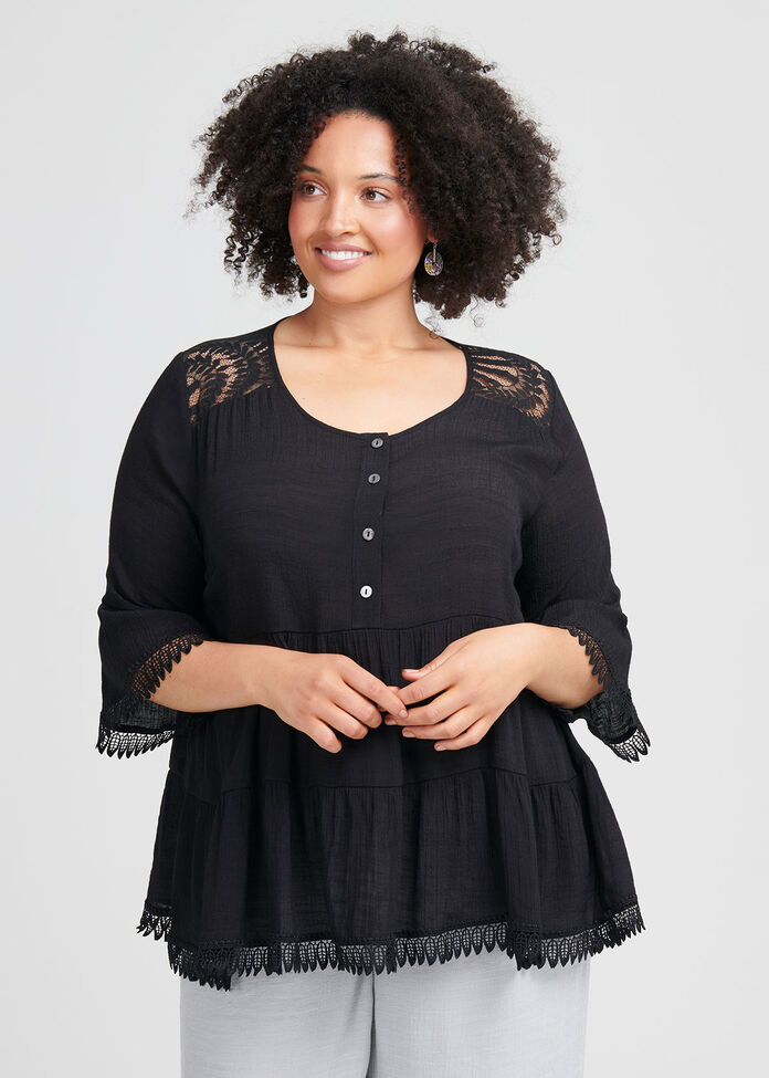 Shop Plus Size Flowy Lacey Top in Black | Taking Shape AU