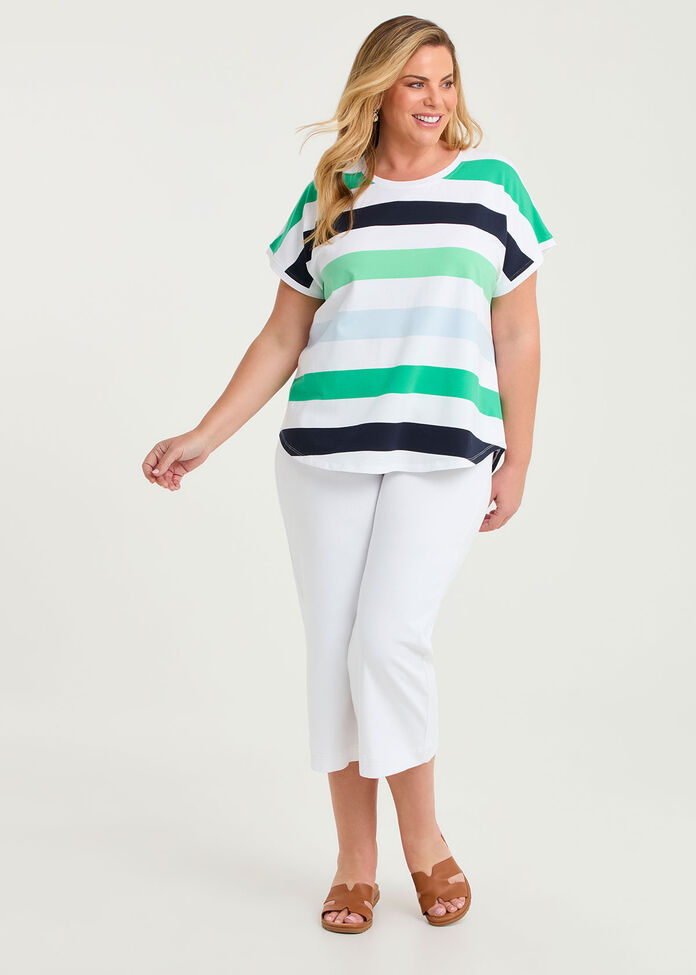 Cotton Multi Stripe T-shirt, , hi-res