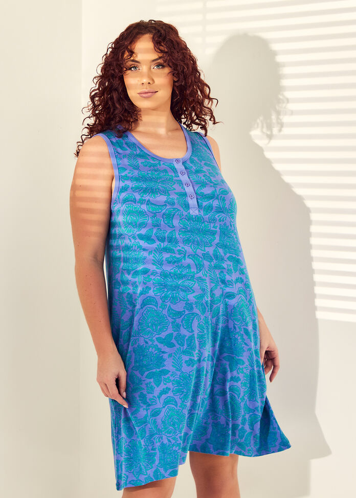 Shop Plus Size Bamboo Jacobean Floral Nightie, Purple Taking