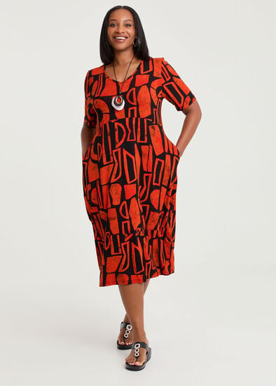 Plus Size Natural Laura Abstract Dress
