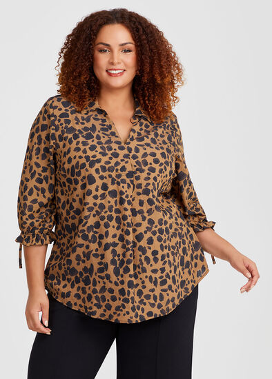 Plus Size Natural Abstract Animal Top