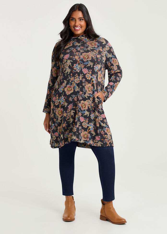 Bamboo Cosy Knit Mock Neck Dress, , hi-res