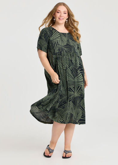Plus Size Natural Pocket Midi Dress
